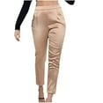 thumbnail image 1 of Fouhkni Womens Satin Pants Dress Casual High Waisted Pull on Loose Fitted Lounge Trousers with Pockets, 1 of 2
