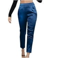 thumbnail image 1 of Fouhkni Womens Satin Pants Dress Casual High Waisted Pull on Loose Fitted Lounge Trousers with Pockets, 1 of 2