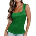 thumbnail image 1 of Fouhkni Womens Summer Square Neck Tank Tops Casual Slim Fitted Textured Basic Tops Sleeveless Shirts, 1 of 6