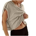 thumbnail image 1 of Fouhkni Womens Tops Backless Short Sleeve Workout Athletic Shirts Loose Casual Running Gym Yoga Tees Top, 1 of 7