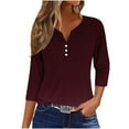 thumbnail image 1 of Fouhkni Womens Tunic Tops Loose Fitted Long Sleeve Notch V Neck Casual Fall Plain Comfy Shirts, 1 of 5