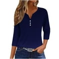 thumbnail image 1 of Fouhkni Womens Tunic Tops Loose Fitted Long Sleeve Notch V Neck Casual Fall Plain Comfy Shirts, 1 of 5