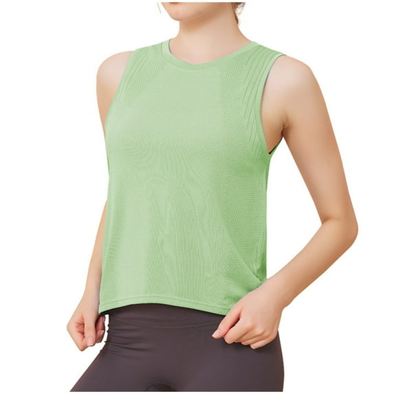 Fouhkni Workout Tank Tops for Women Crew Neck Sleeveless Quick Drying Yoga Breathable Athletic Tunic Tops