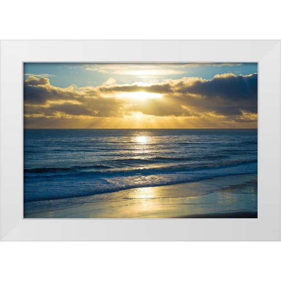 Foulke, Doug 18x13 White Modern Wood Framed Museum Art Print Titled - Beach Sunset