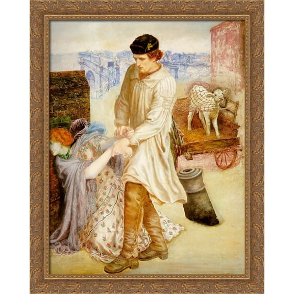 Found 28x34 Large Gold Ornate Wood Framed Canvas Art by Dante Gabriel Rossetti