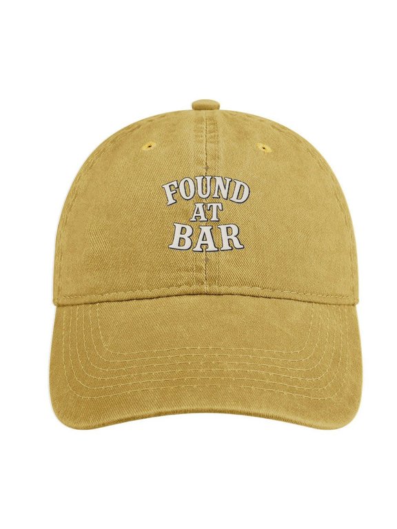 Found At Bar Sand Colour Baseball Cap for Men Women, Adjustable Snapback Hats Cotton Hat