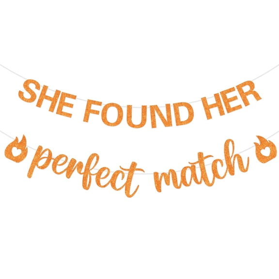She Found Her Perfect Match Bachelorette Banner, Perfect Match Theme Sign for Bridal Shower Wedding Decor, Match Made in Heaven Bach Engagement Party Decorations Supplies