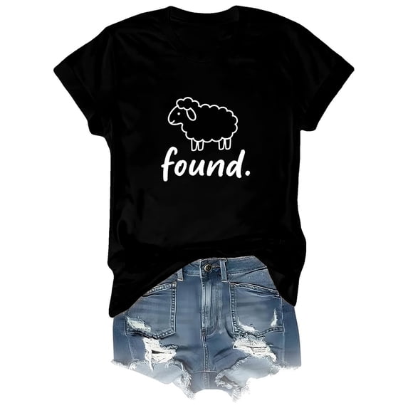 Found Psalm 23 Sheep T-Shirt, Minimalist Christian Lamb Graphic Tee, Faith Based Shirt for Women