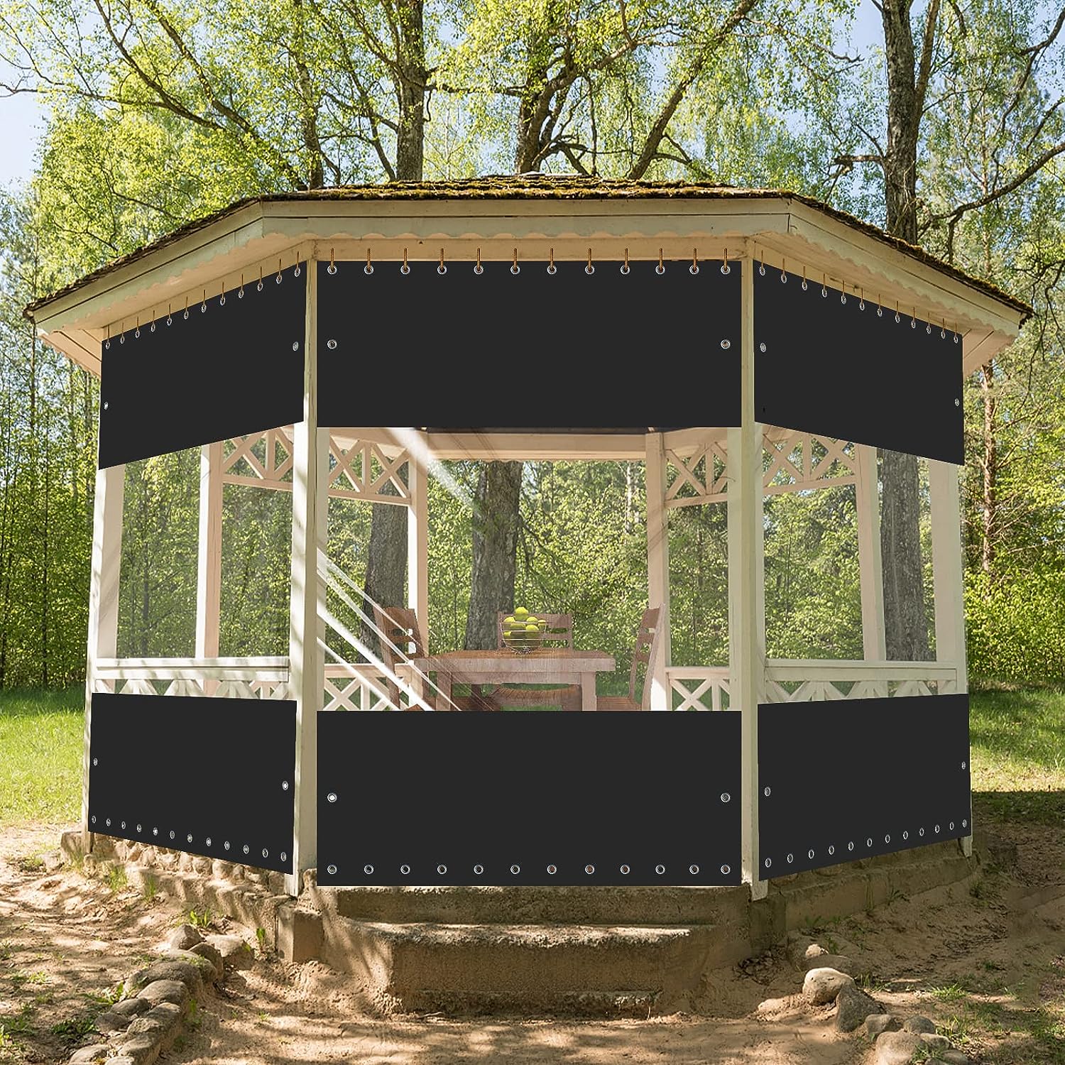 FoundGo 9'H x 15'W Vinyl Curtains for Patio 19oz, Outdoor Clear Vinyl