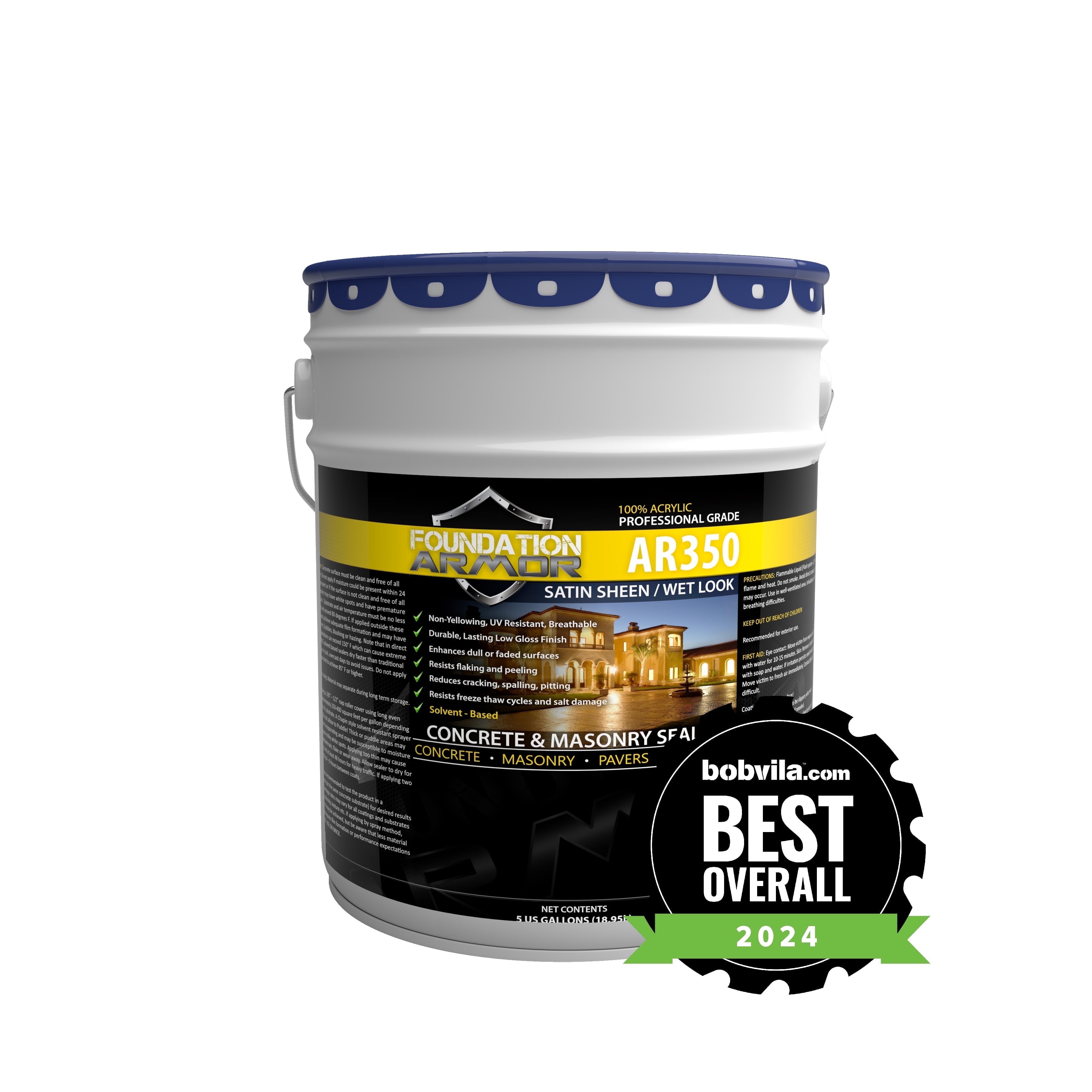 Foundation Armor 5 Gallon AR350 Wet Look Concrete Sealer and Paver Sealer