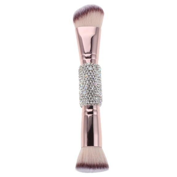 Foundation Brush: Dual-Ended Makeup Brush Rhinestone Handle for Liquid Powder Cream Blush - Buffing and Blending Tools for Face and Contour Makeup