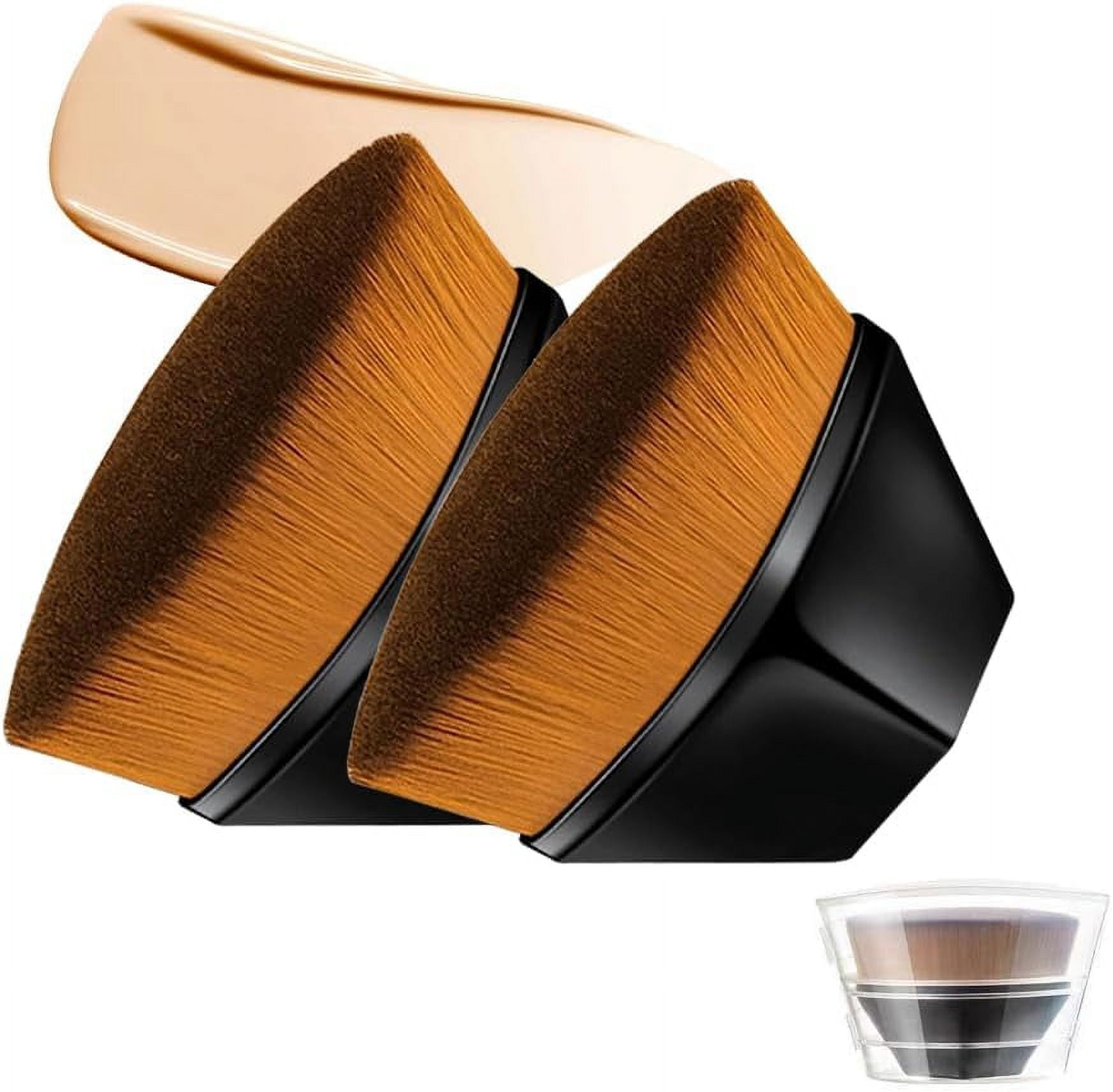 Foundation Brushes 2Pcs, Kabuki Brush Makeup Flat Top Face Brush with