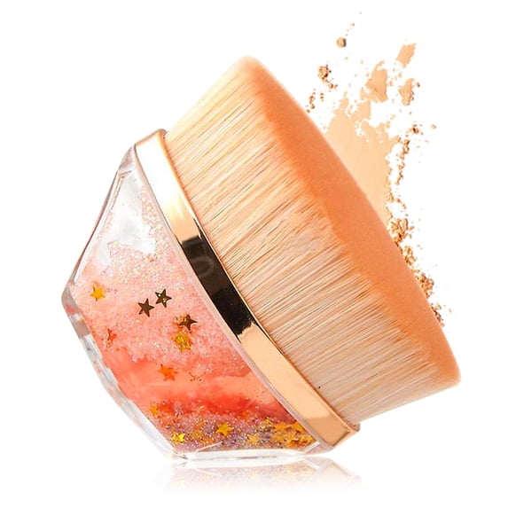 Foundation Makeup Brush, Kabuki Hexagon Face Blush Liquid Powder Foundation Brush for Blending Liquid, Cream or Flawless Powder Cosmetics (Crystal Gold)