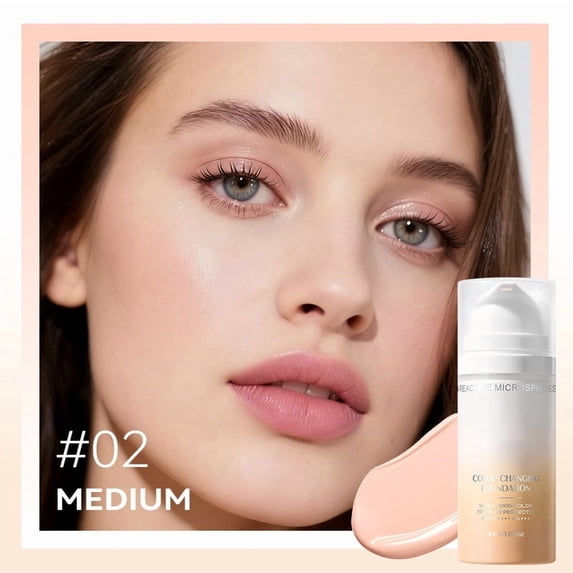 Foundation Makeup, Long-Lasting Foundation, Color Changing Foundation, Flawless Soft Matte Oil Control Liquid, Sweat Water Resistant, Matte Finish