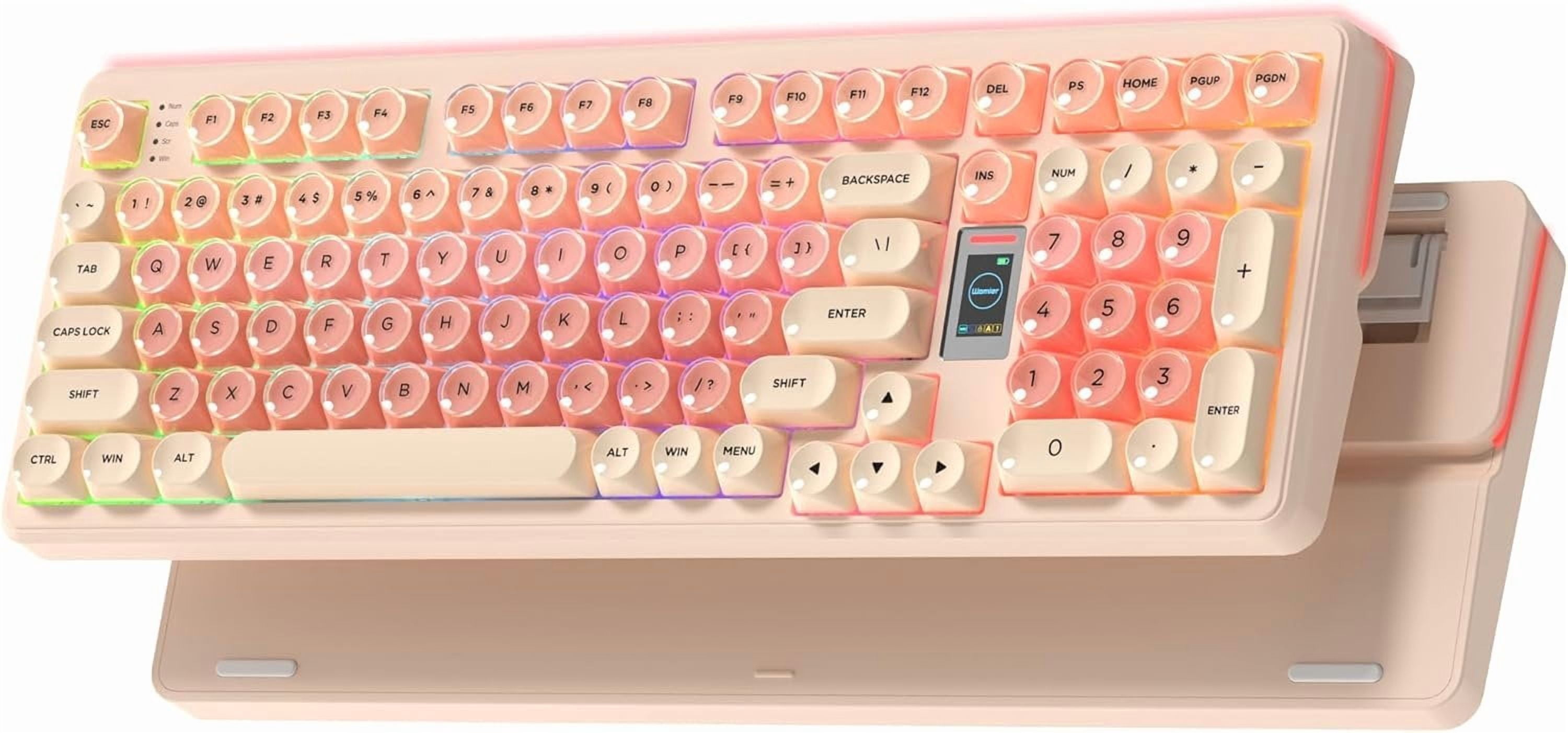 Foundation Mechanical Keyboard,98% Creamy Keyboard Gaming Keyboard,3 Mode with Multimedia Screen,RGB Backlit,Jelly MOA Profile keycaps for Win/,