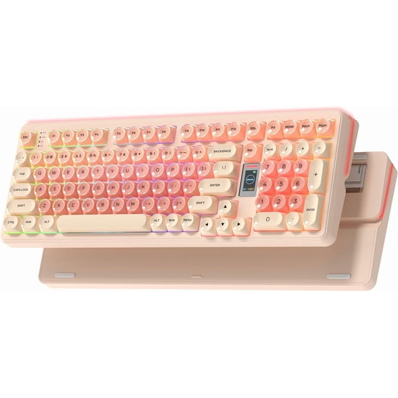 Foundation Mechanical Keyboard,98% Creamy Keyboard Gaming Keyboard,3 Mode with Multimedia Screen,RGB Backlit,Jelly MOA Profile keycaps for Win/,
