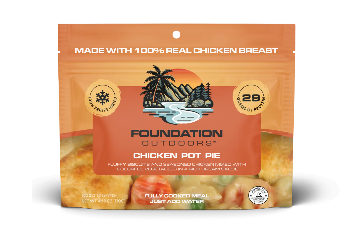 Foundation Outdoors Chicken Pot Pie, Freeze Dried Backpacking & Camping Food, Emergency Food, High Protein Meal