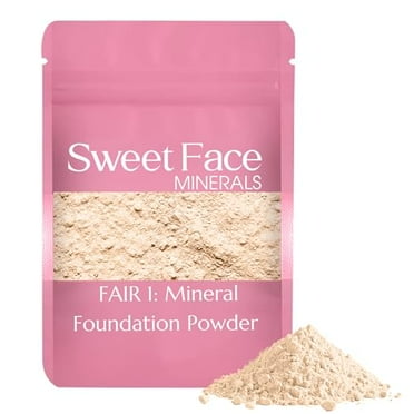 Foundation Powder Refill (Fair Shade 1)(12 Gram Bag) By Sweet Face Minerals, Lightweight Mineral Loose Makeup Powder with SPF 20, Full Coverage Flawless Finish, Talc-free, Cruelty-Free, Refill Pouch