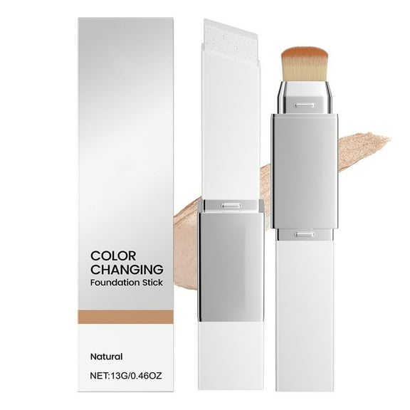 Foundation Stick,Concealer Stick,Color-Changing With Detachable Brush,Korean Color Changing Foundation Stick, Color Changing & Brightening Makeup Base, Blanc Effect Cover Cream Stick(C)