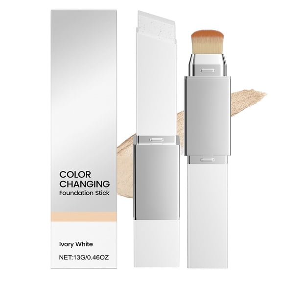 Foundation Stick,Concealer Stick,Color-Changing With Detachable Brush,Korean Color Changing Foundation Stick, Color Changing & Brightening Makeup Base, Blanc Effect Cover Cream Stick(A)