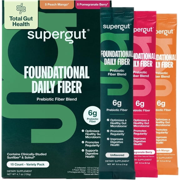 Foundational Daily Fiber Flavored Variety Stick Pack Box, 15 Servings