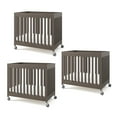thumbnail image 1 of Foundations Boutique Compact Folding Crib 3-Pack with 3" Mattresses, Locking Wheels, Dapper Gray, 1 of 7
