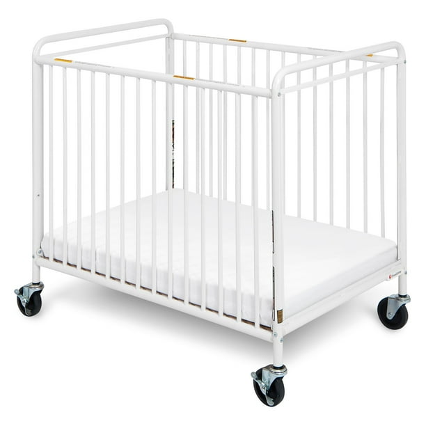 Foundations Chelsea Portable Mini Crib with Mattress, White