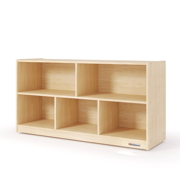 Foundations ClassKeeper 5-Cubby Mobile Classroom Storage Organizer with Large Cubbies and Casters, Natural Wood