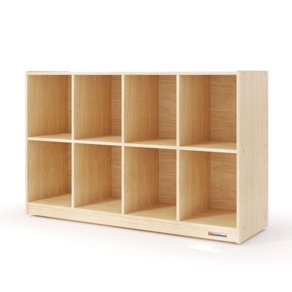 Foundations ClassKeeper 8-Cubby Mobile Classroom Storage Organizer with Casters, Natural Wood