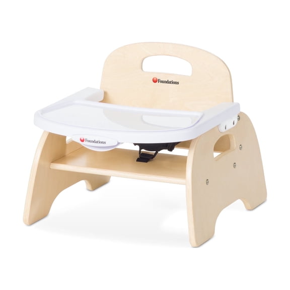 Foundations Easy Serve Low Toddler Feeding Chair with Tray, 5" Seat Height, Natural Wood