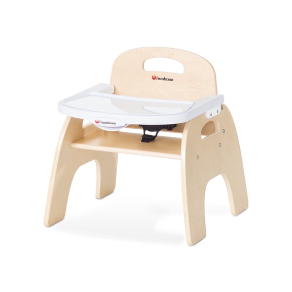 Foundations Easy Serve Low Toddler Feeding Chair with Tray, 9" Seat Height, Natural Wood
