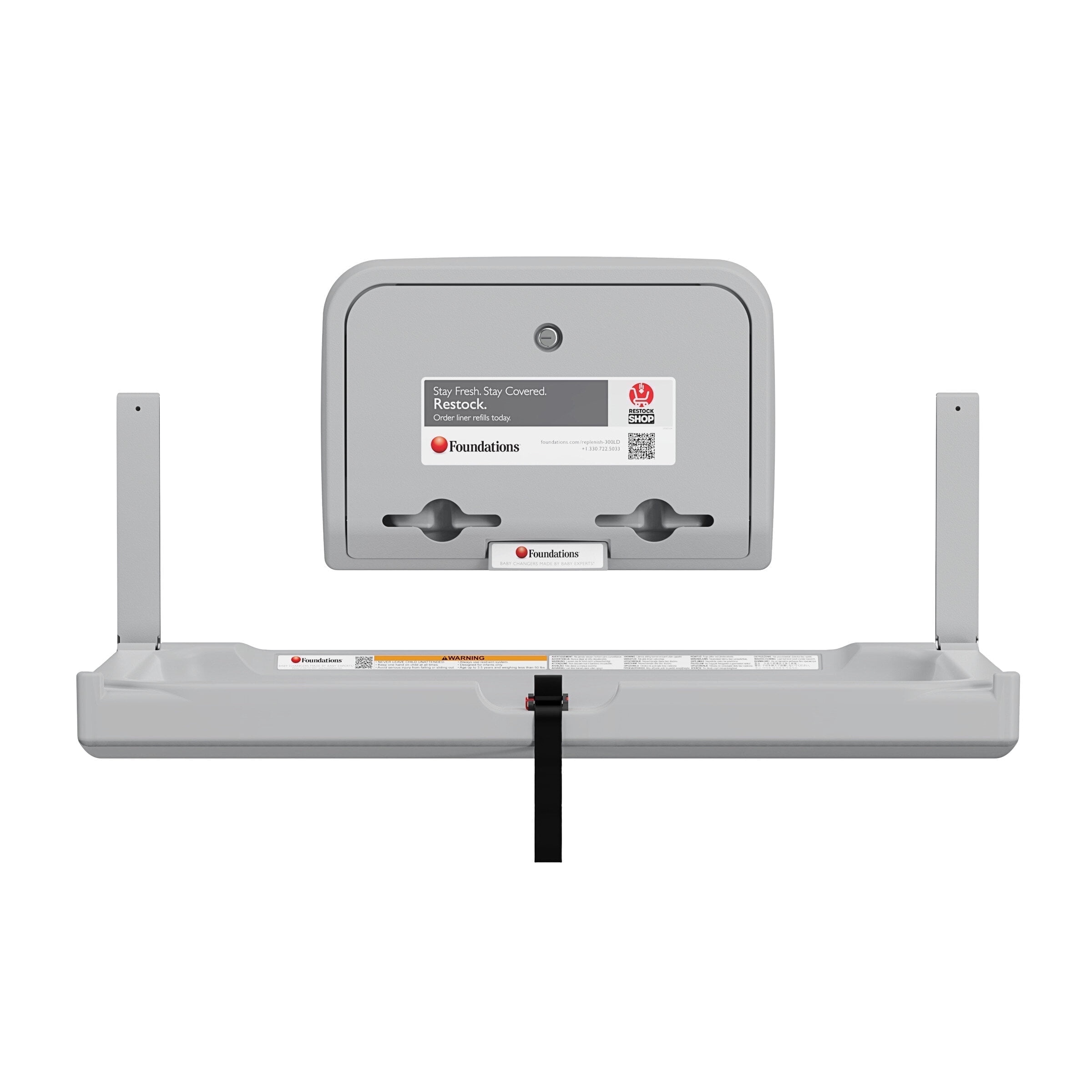 Foundations Elements Wall-Mounted Baby Changing Station with Liner Dispenser, Gray (300-EHLD-01)
