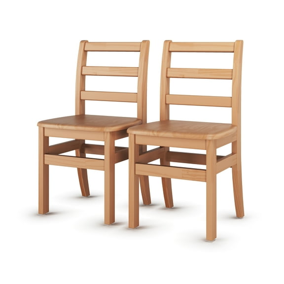 Foundations Little Scholars Kids Wooden School Chairs, Fully Assembled Red Oak, USA Made, 14", 2-Pack