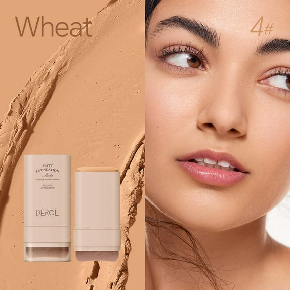 Foundations Make-Up Stick, Foundations Make-Up Brush, Creamy Velvet Matte Coverage Concealer for Defect Skin, Portable Automatic Rotating Design with High Density Bristles