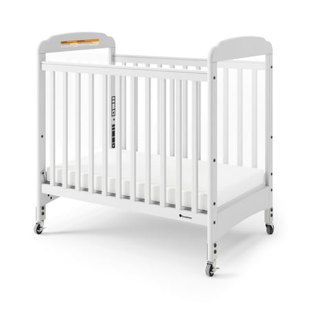 Foundations Serenity Clearview Compact Wood Crib with 3" Mattress, Fixed Side, Casters, White