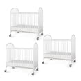 thumbnail image 1 of Foundations Pinnacle Compact Folding White Metal Cribs, 3-Pack with 4" Mattress, Easy Clean, 1 of 7