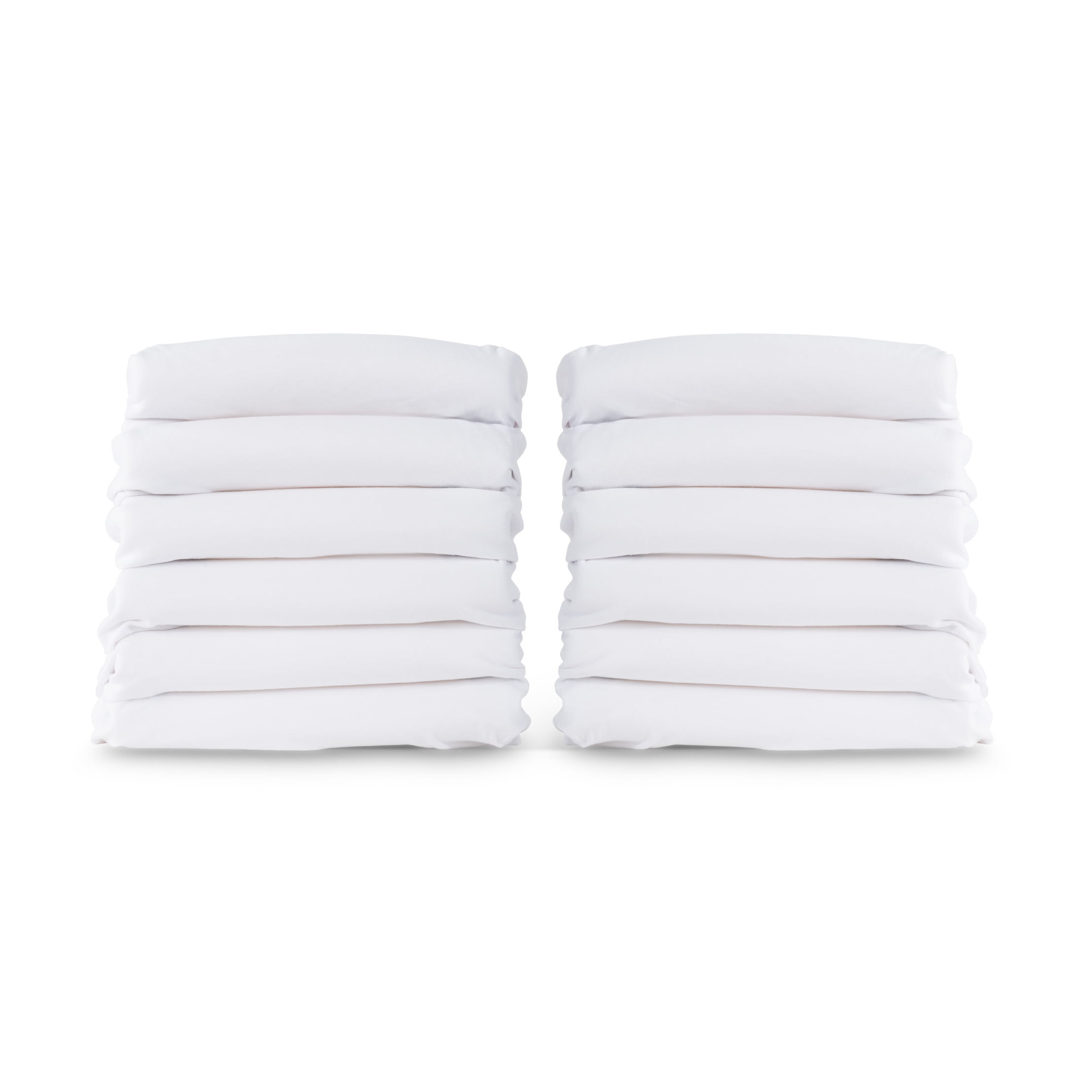 Foundations SafeFit Compact Crib Sheets, 100% Cotton, Heavy-Duty Elastic, 12-Pack, White
