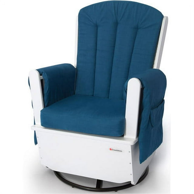Foundations SafeRocker SS Swivel Glider Rocker, White/Blue