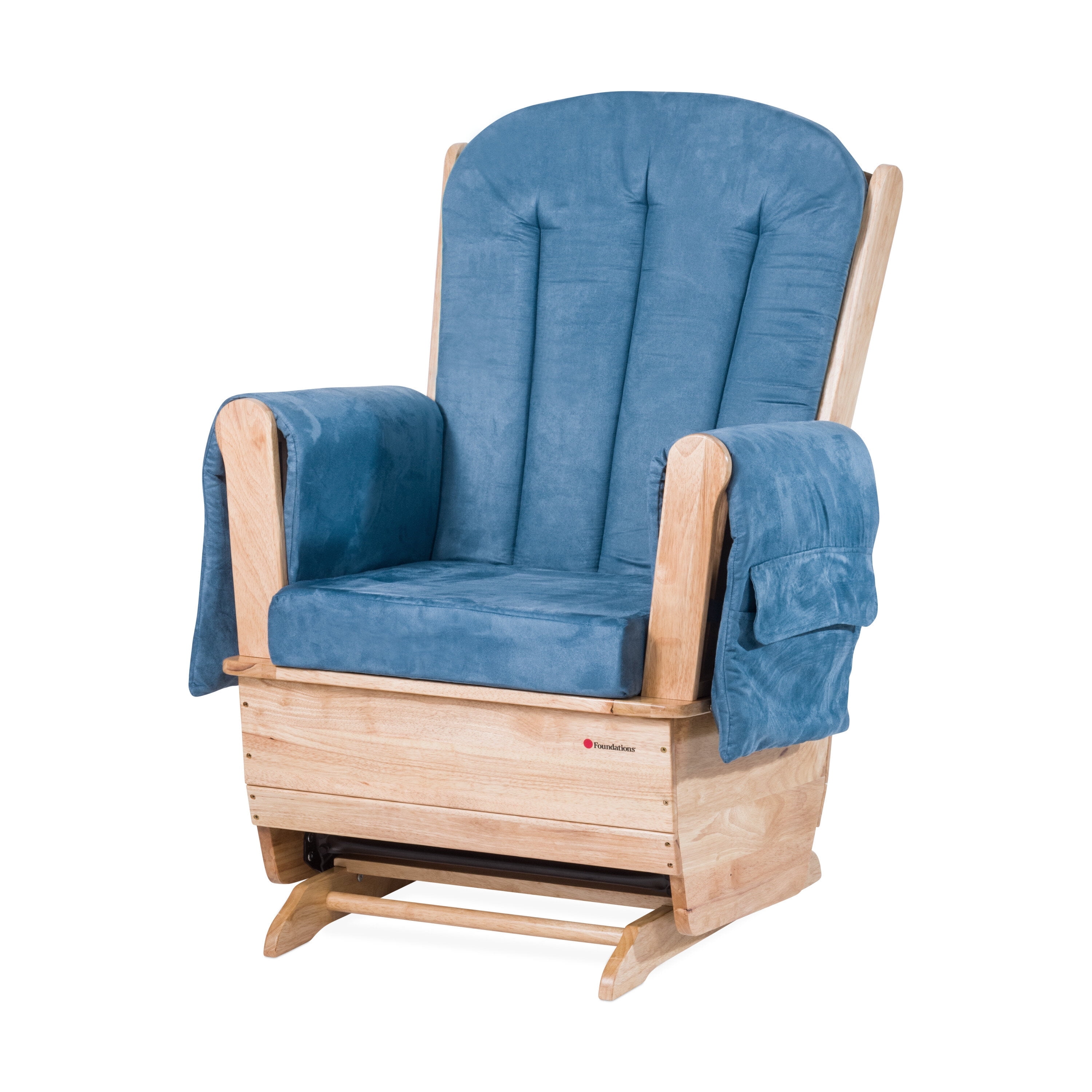 Foundations SafeRocker Wooden Standard Glider Rocker Blue Microfiber Cushion Walmart