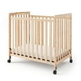 thumbnail image 1 of Foundations SafetyCraft Compact Slatted Crib, 3" Mattress Included, Locking Wheels, Natural, 1 of 7