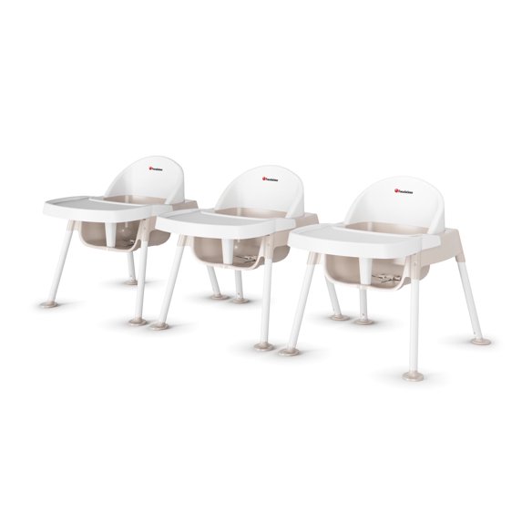 Foundations Secure Sitter 9" 3 Pack Feeding Chairs with Removable Tray, Easy to Clean, Stackable Feeding Chairs
