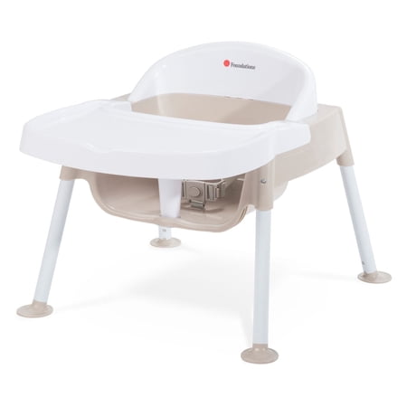 Foundations Secure Sitter 7" Feeding Chair with Tray, 3-Point Harness, No-Tip Base, White/Tan