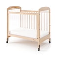 thumbnail image 1 of Foundations Serenity 3-Panel Clearview Compact Crib, Fixed-Side, 3" Mattress Included, Natural Wood, 1 of 8
