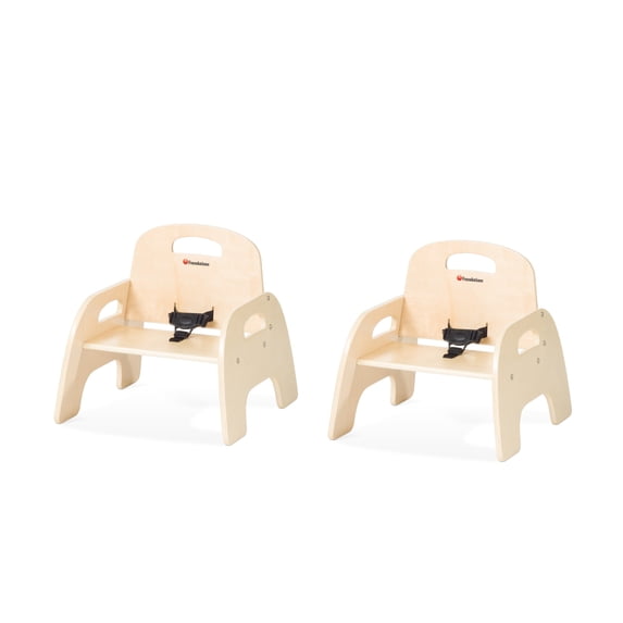 Foundations Simple Sitter 7” Low Wood Feeding Chairs, Stackable Wood Toddler Chairs with Food Service Grade Finish, 2 Pack