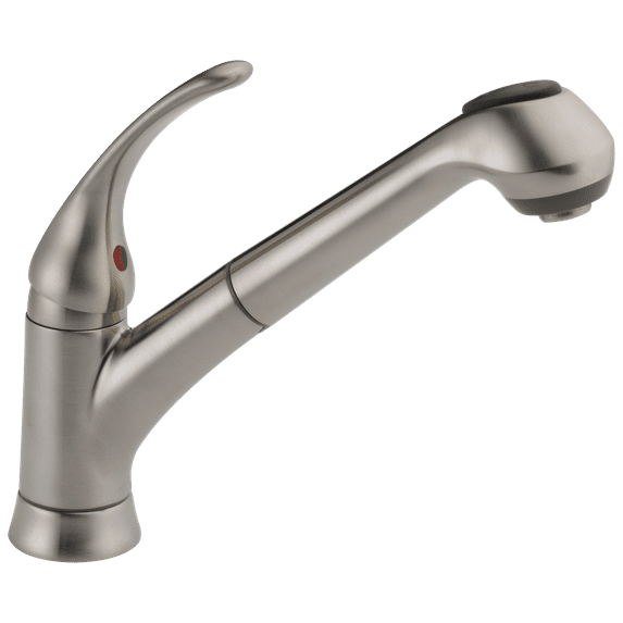 Foundations Single Handle Pull-Out Kitchen Faucet in Stainless B4310LF-SS
