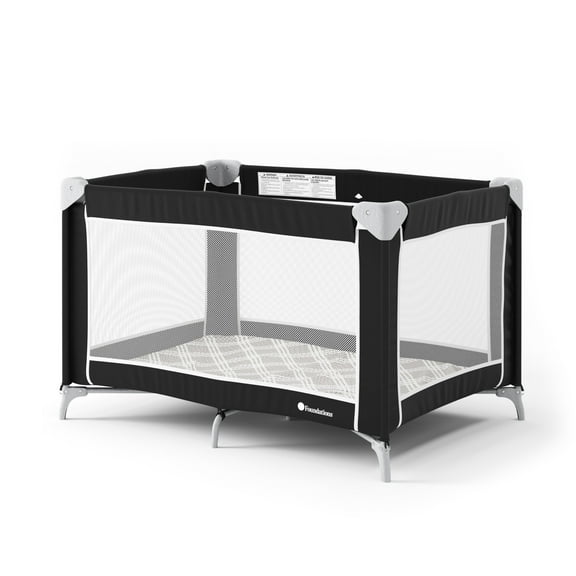 Foundations Sleep 'N Store Travel Play Yard with Foam Mattress, Storage Bag, and Foldable Frame, Graphite