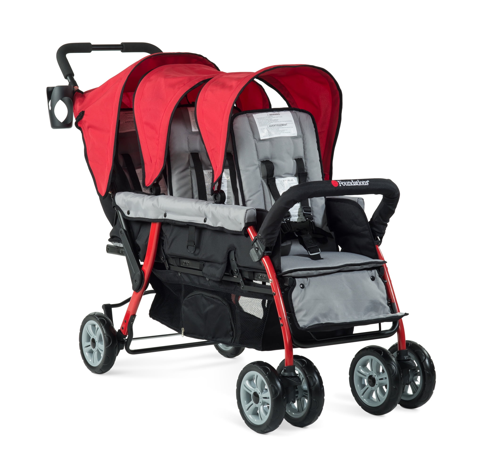 Foundations Trio Sport 3-Seat Stroller, Red