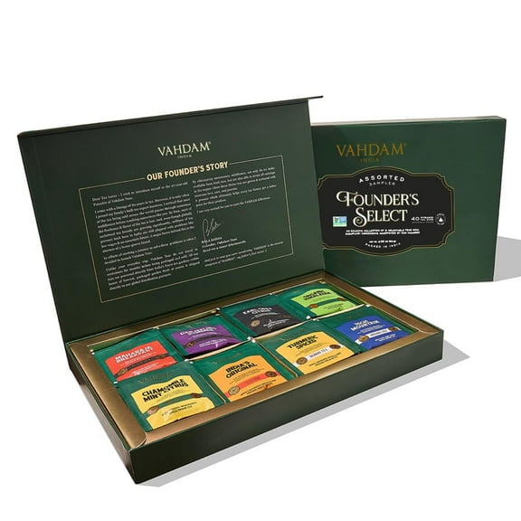 Founder'S Select - Assorted Tea In Presentation Box - 8 Flavors, 40 Pyramid Tea Bags | Mothers Day Gifts For Mom | Premium Tea Gifts | Mothers Day Gift Basket | Mom Gifts From Daughter & Son