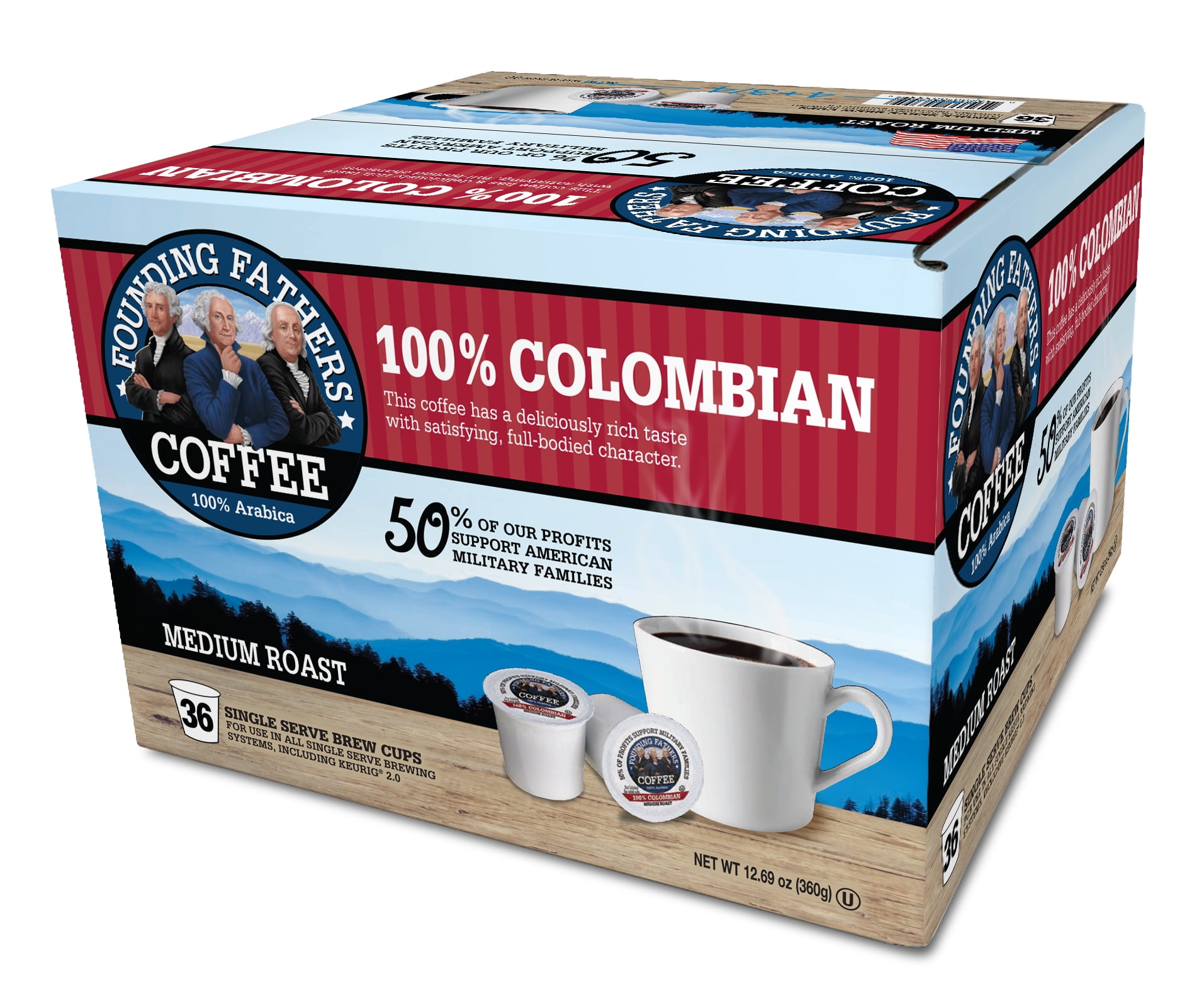 FOUNDING FATHERS COFFEES Founding Fathers 100% Colombian Coffee 100% Arabica Kcups, 36 Ct