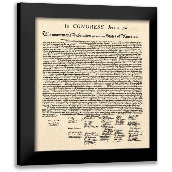 Founding Fathers 20x22 Black Modern Framed Museum Art Print Titled - Declaration of Independence Doc.